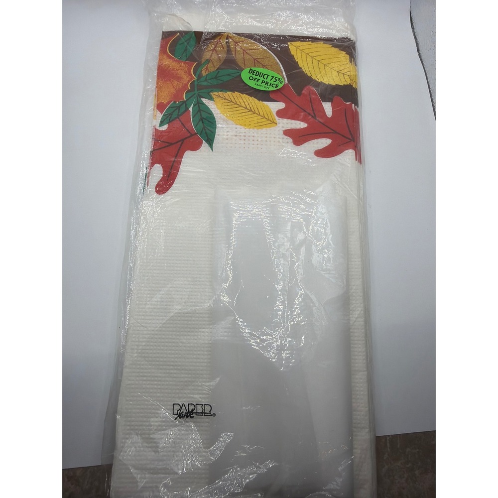 Paper Art Fall Leaves Tablecloth Extra Large 54x102 Thanksgiving Autumn Decor